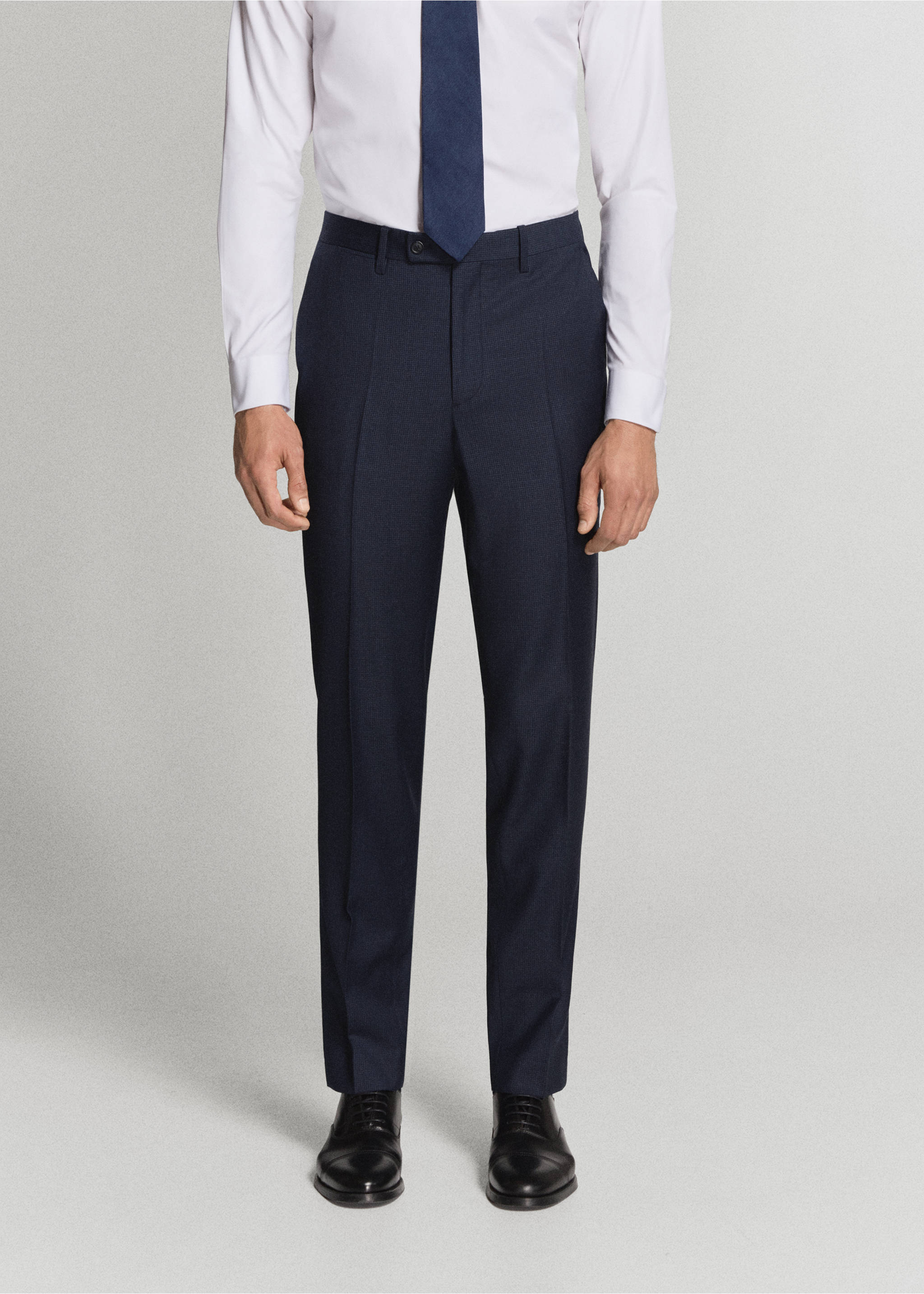 Turin 100% wool suit trousers - Medium plane, Dark Navy. Ref: 37091401-00.