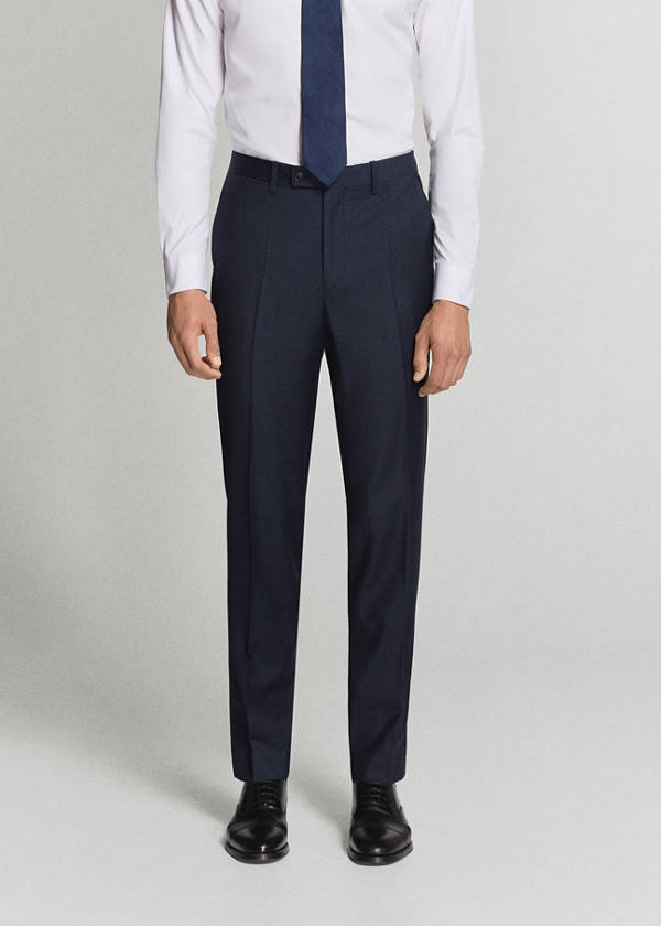 Turin suit trousers, 100% virgin wool, slim fit — Dark Navy