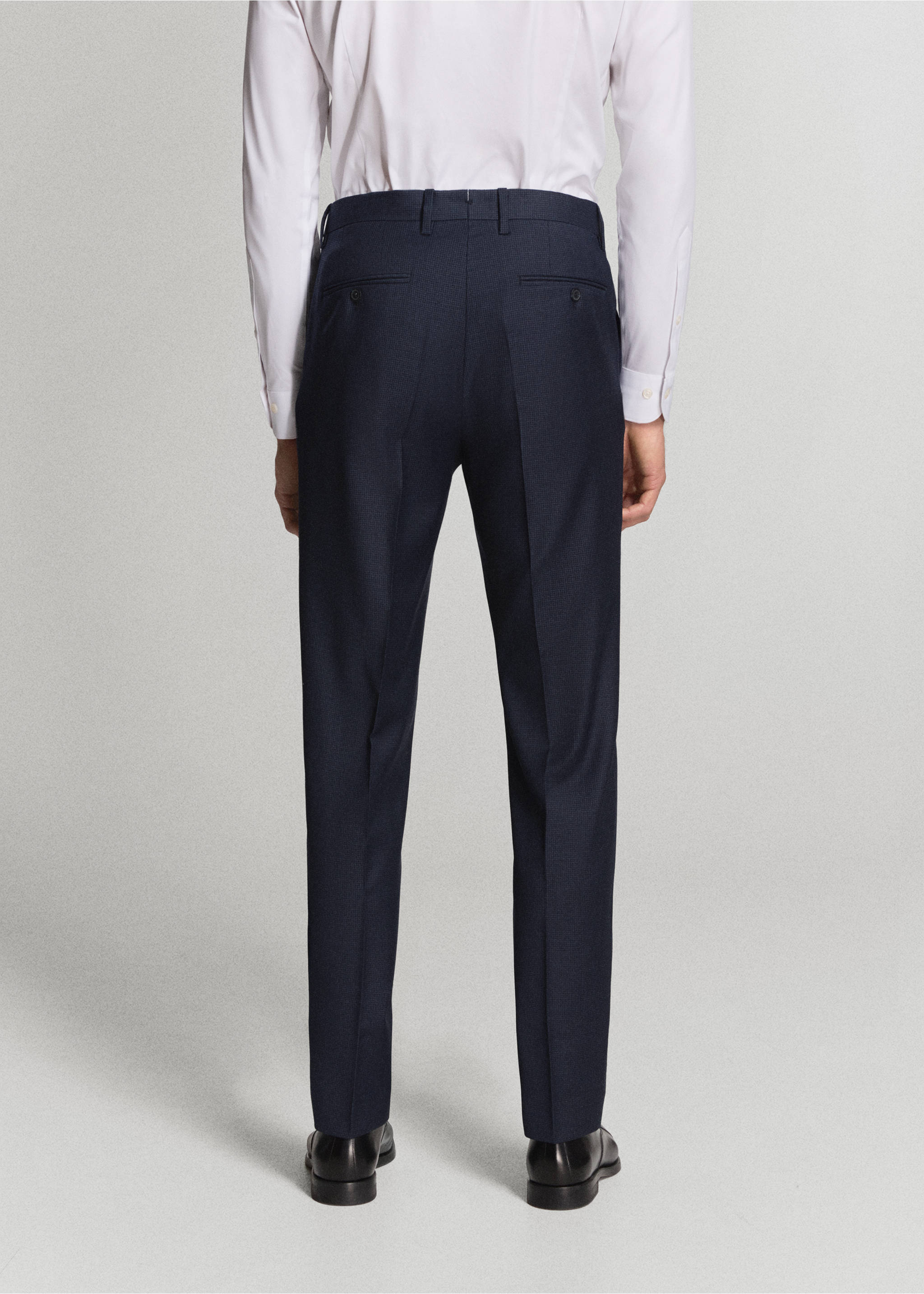 Turin 100% wool suit trousers - Reverse of the article, Dark Navy. Ref: 37091401-00.