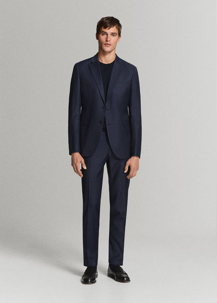 Turin 100% wool suit trousers — Dark Navy