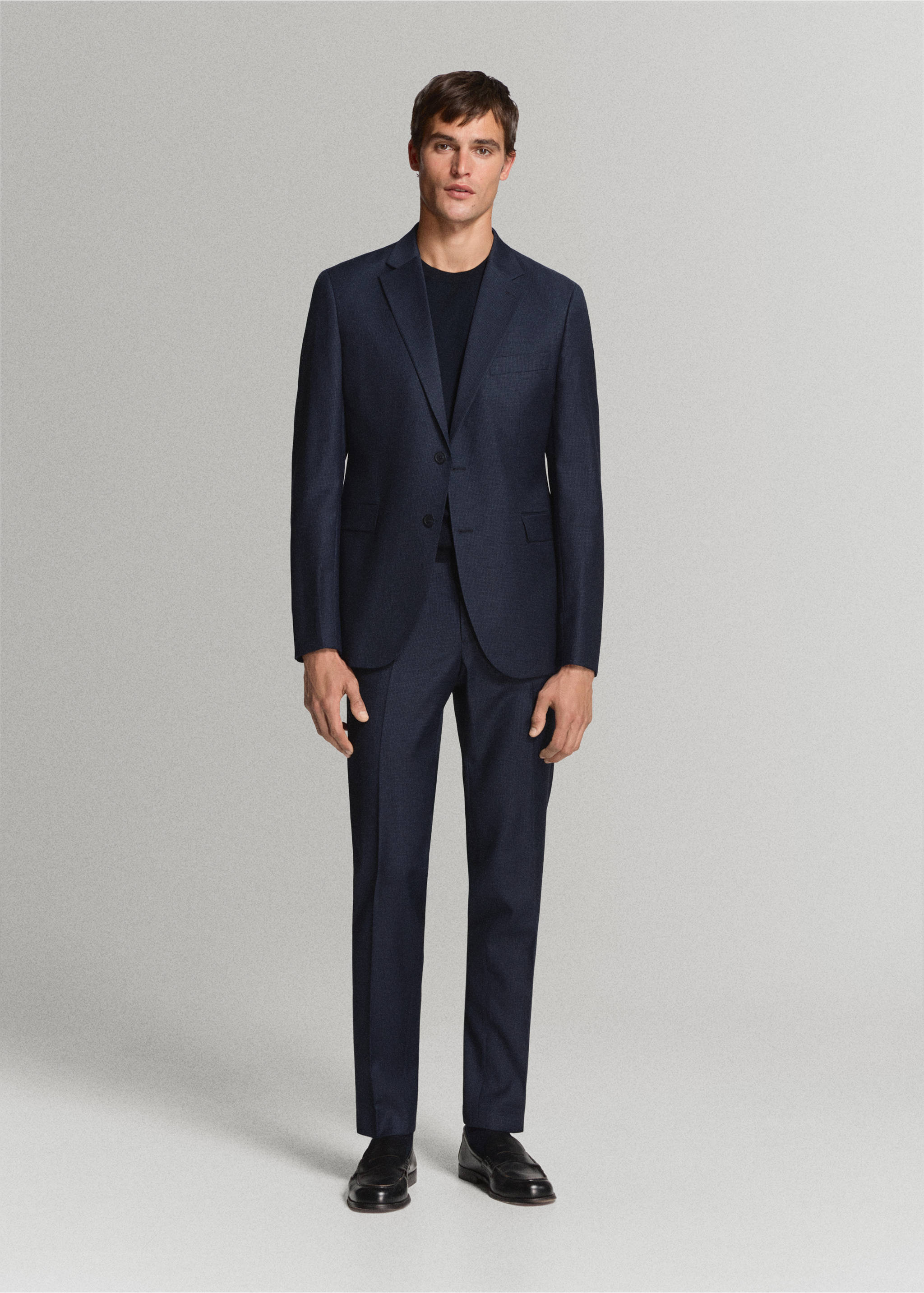 Turin 100% wool suit trousers - General plane, Dark Navy. Ref: 37091401-01.