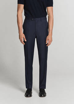 Turin suit trousers, 100% virgin wool, slim fit — Dark Navy 10