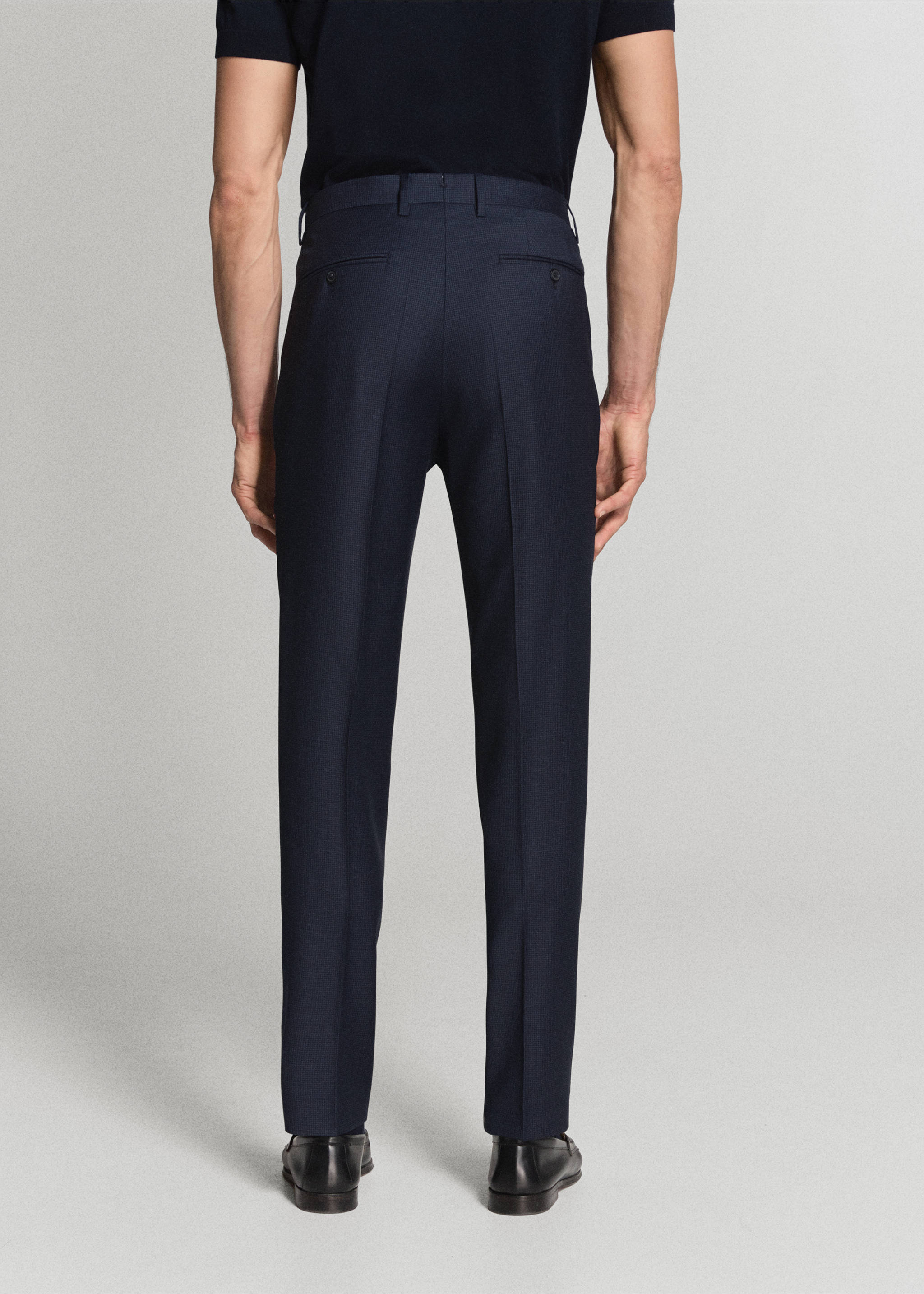 Turin 100% wool suit trousers - Reverse of the article, Dark Navy. Ref: 37091401-01.