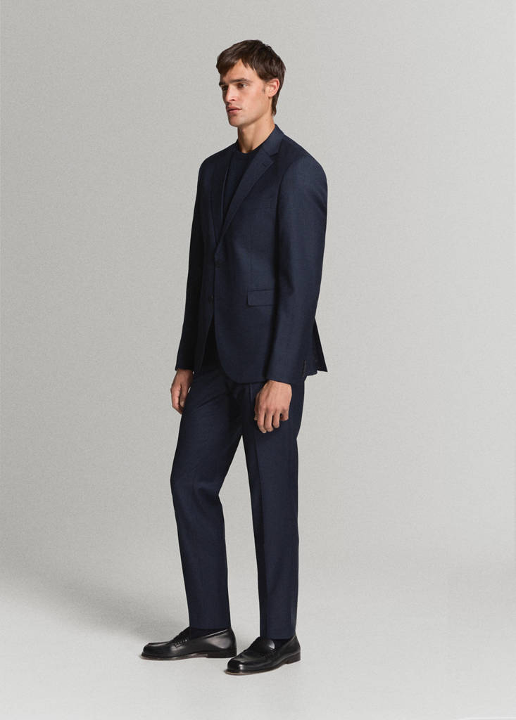 Turin 100% wool suit trousers — Dark Navy