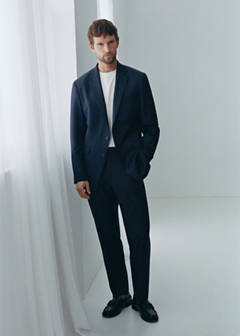 Turin suit trousers, 100% virgin wool, slim fit — Dark Navy 7