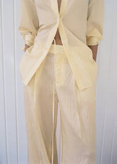 Striped lyocell trousers — Pastel Yellow 1