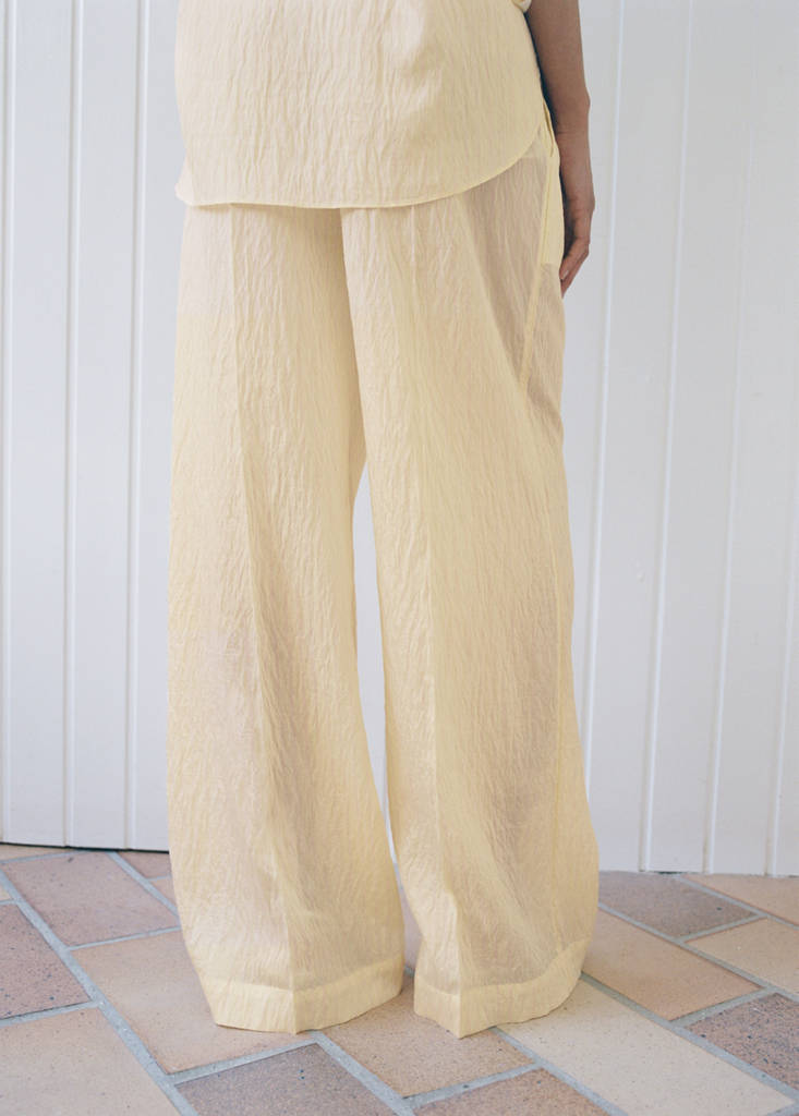 Striped lyocell trousers — Pastel Yellow