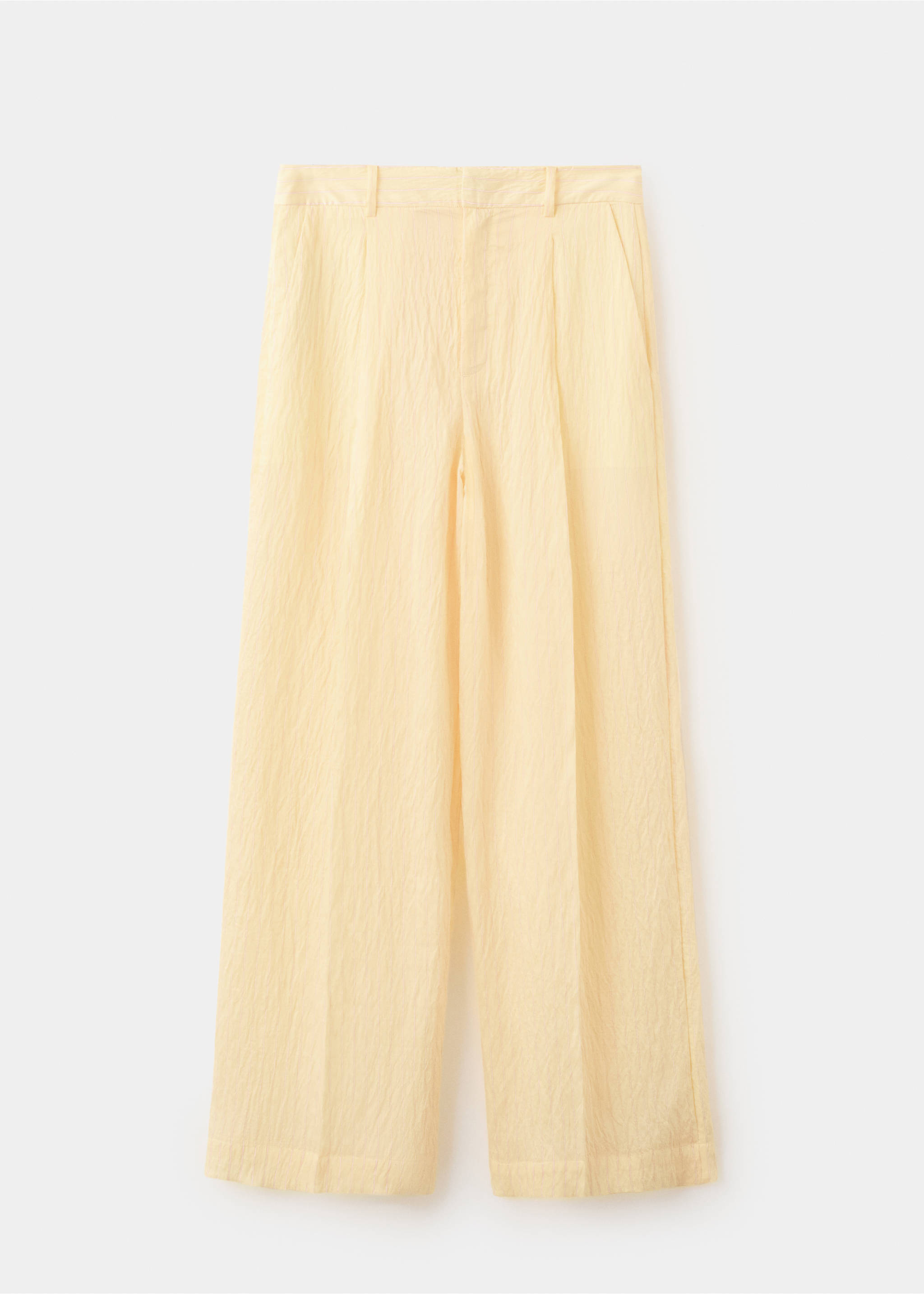 Striped lyocell trousers - Article without model, Pastel Yellow. Ref: 37091402-00.