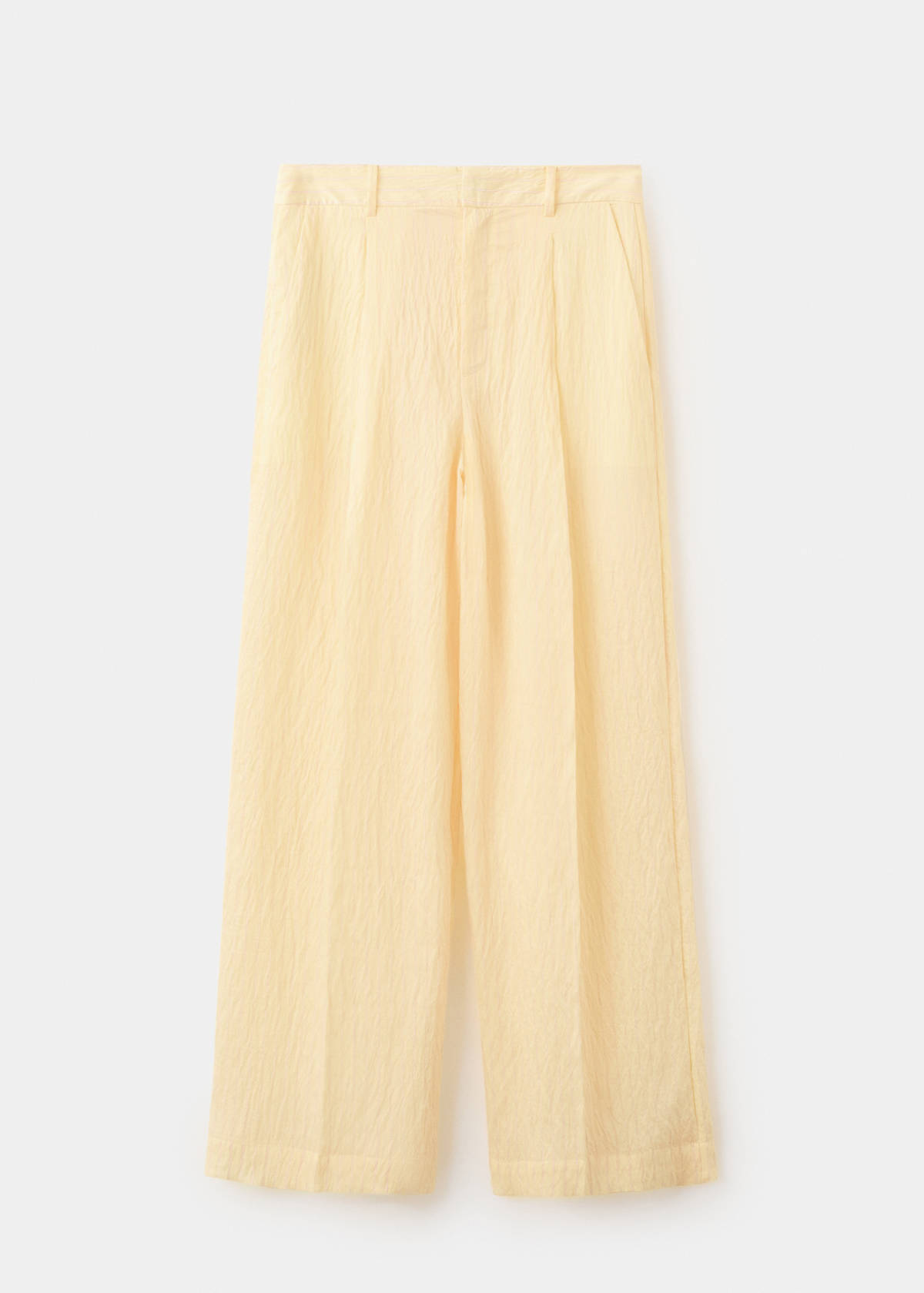 Striped lyocell trousers — Pastel Yellow