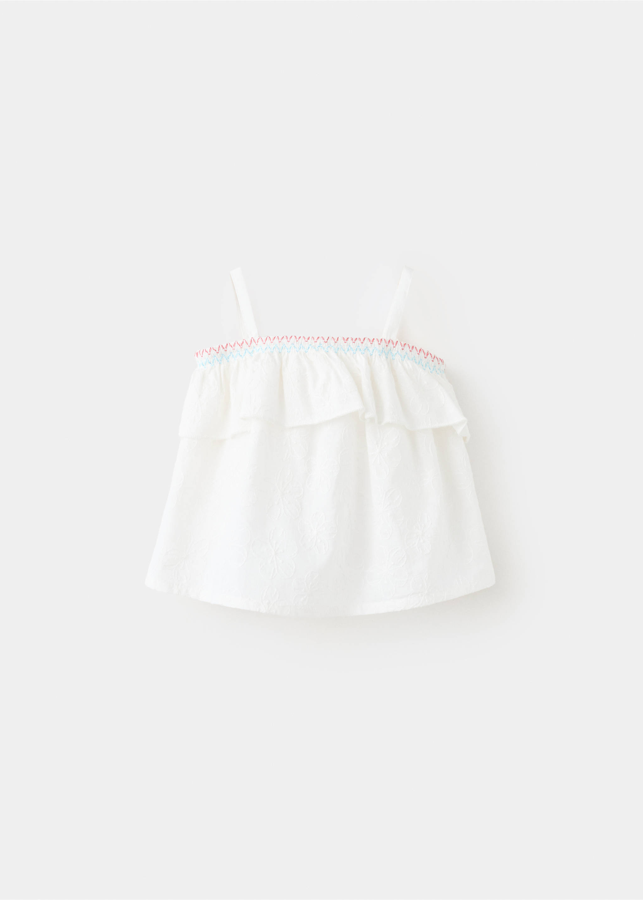 Cotton blouse with embroidered details - Reverse of the article, Off White. Ref: 37091403-00.