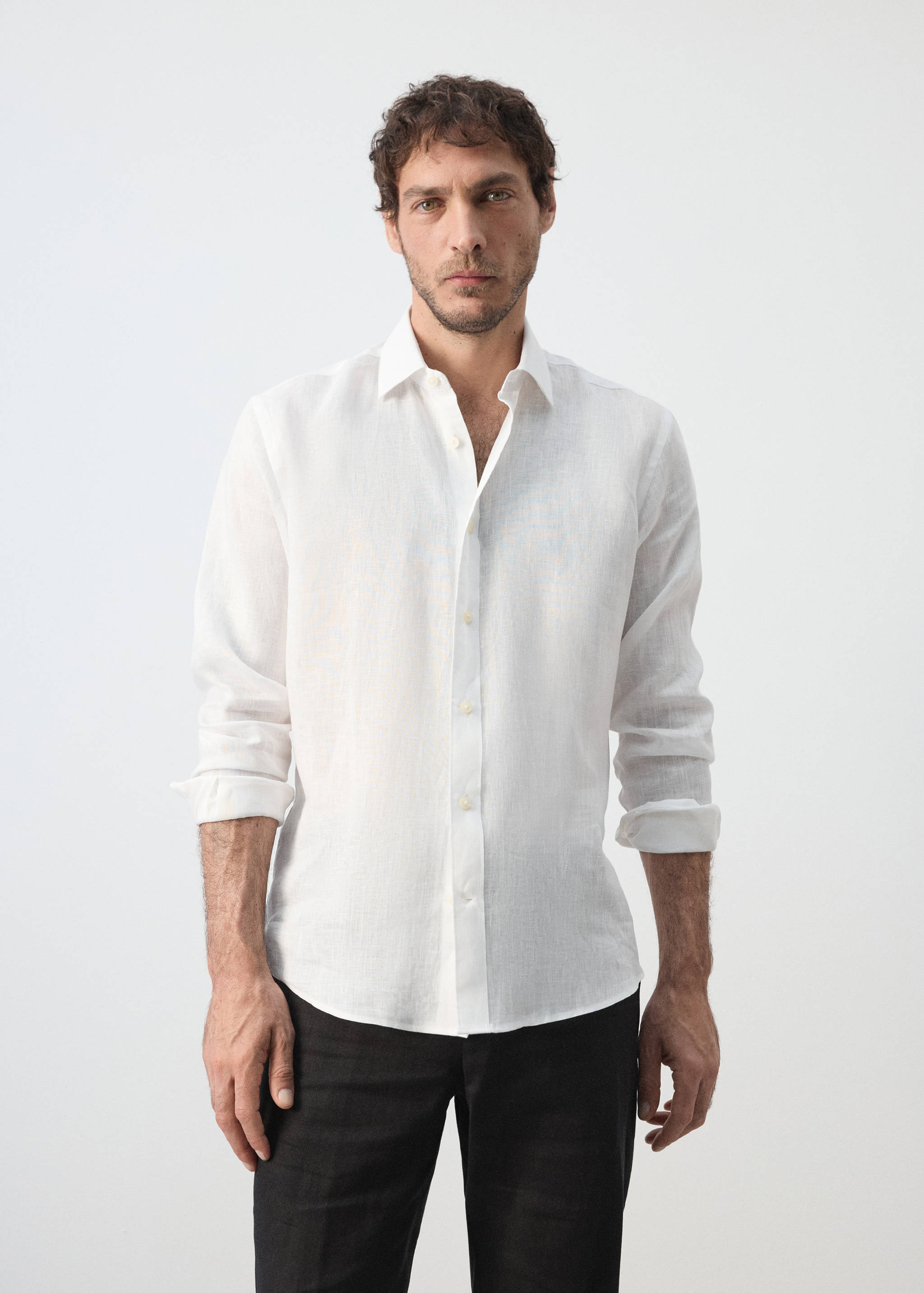 Regular-fit 100% linen shirt - Medium plane