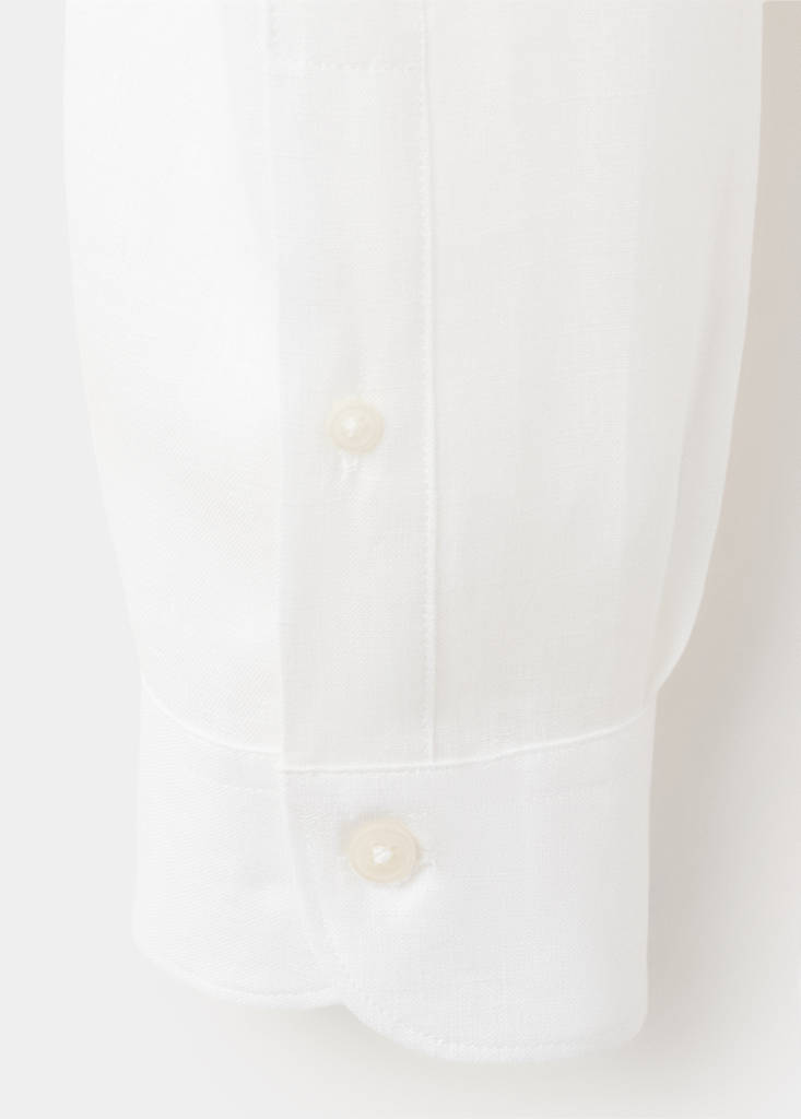 Regular-fit 100% linen shirt — White