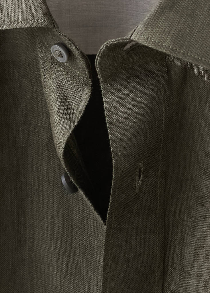 Regular-fit 100% linen shirt — Medium Green