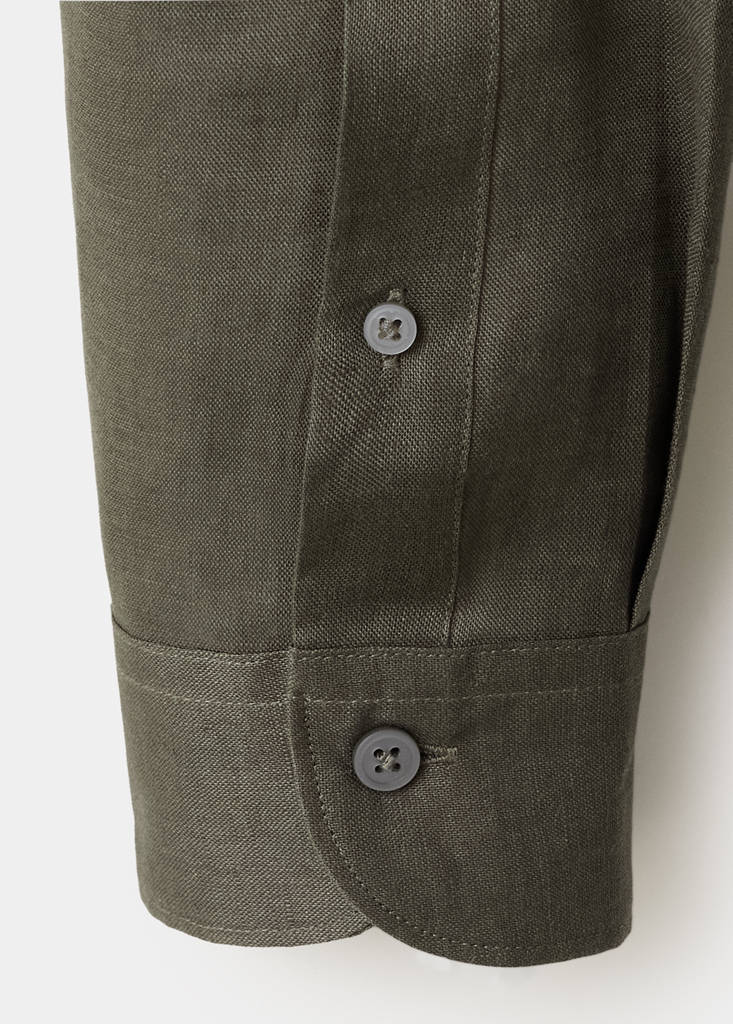 Regular-fit 100% linen shirt — Medium Green