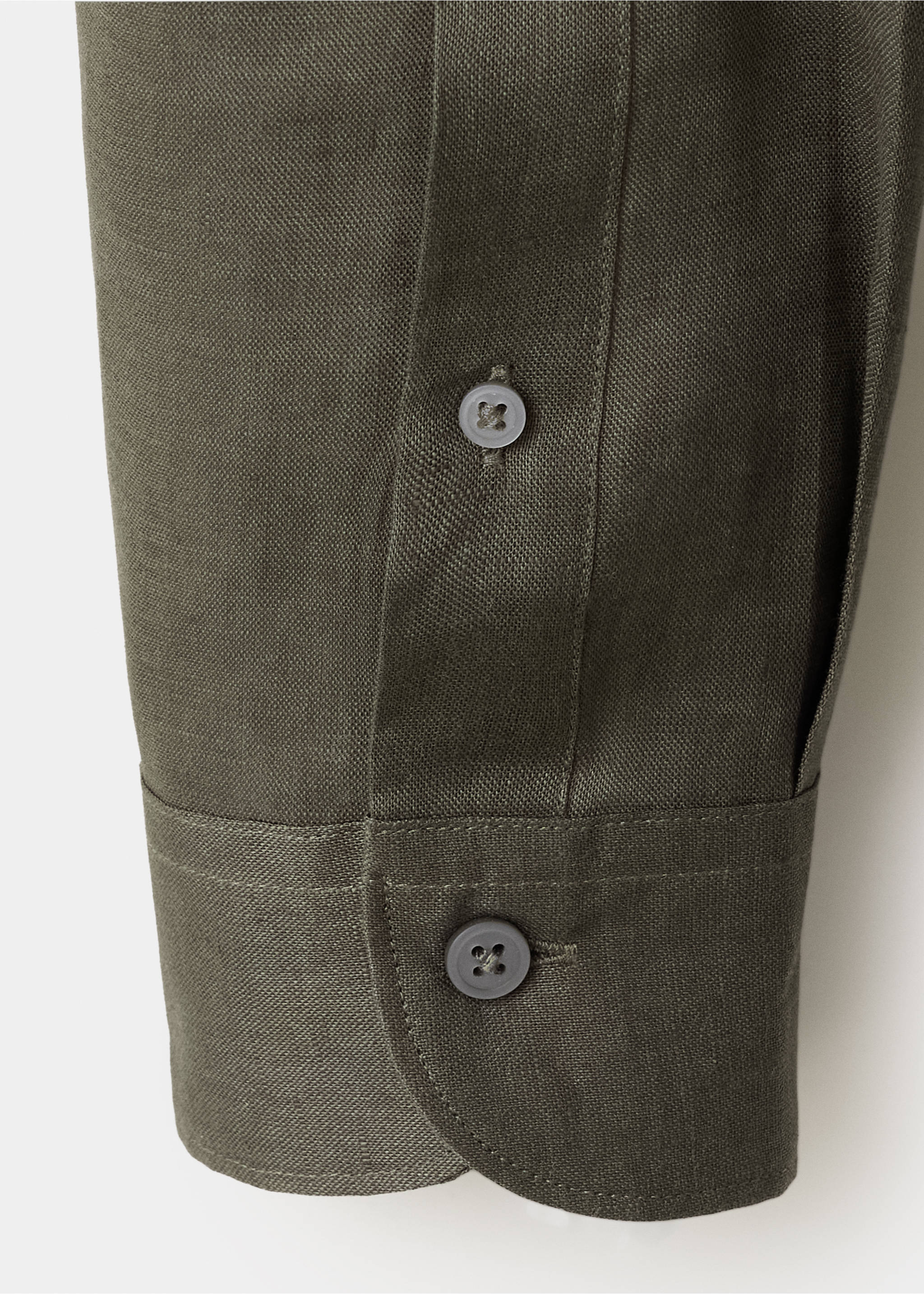 Regular-fit 100% linen shirt - Details of the article 0, Medium Green. Ref: 37091405-00.