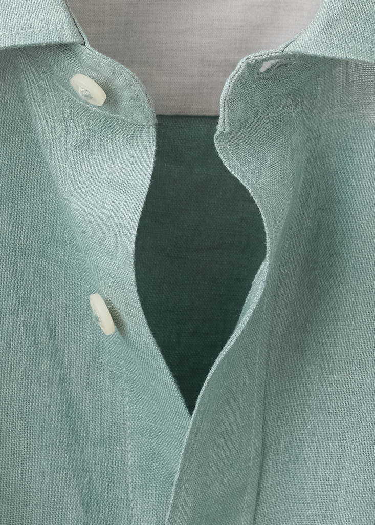 Regular-fit 100% linen shirt — Emerald Green