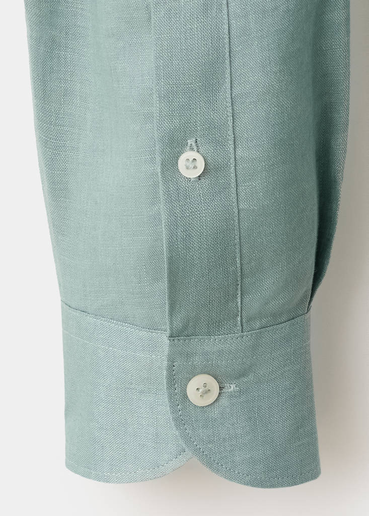 Regular-fit 100% linen shirt — Emerald Green