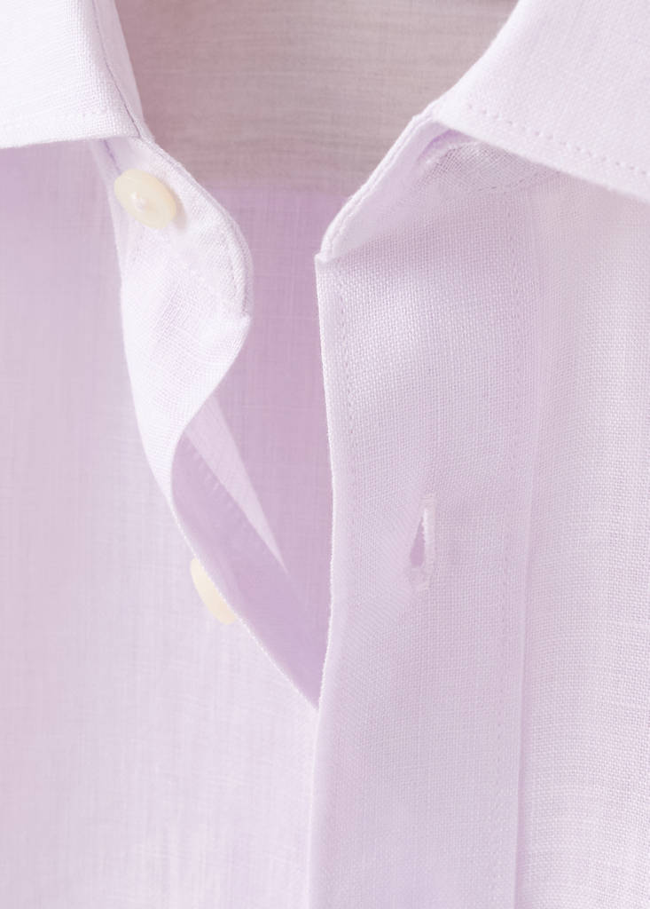 Regular-fit 100% linen shirt — Pale Pink