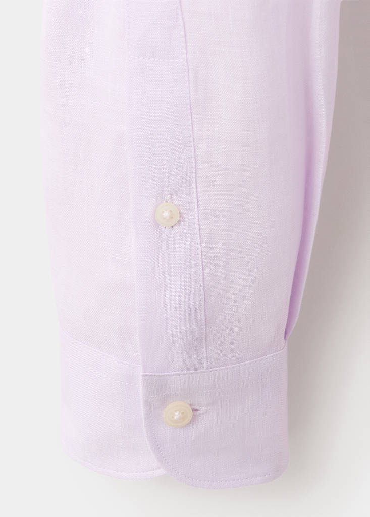 Regular-fit 100% linen shirt — Pale Pink