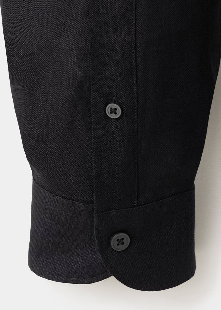 Regular-fit 100% linen shirt — Black