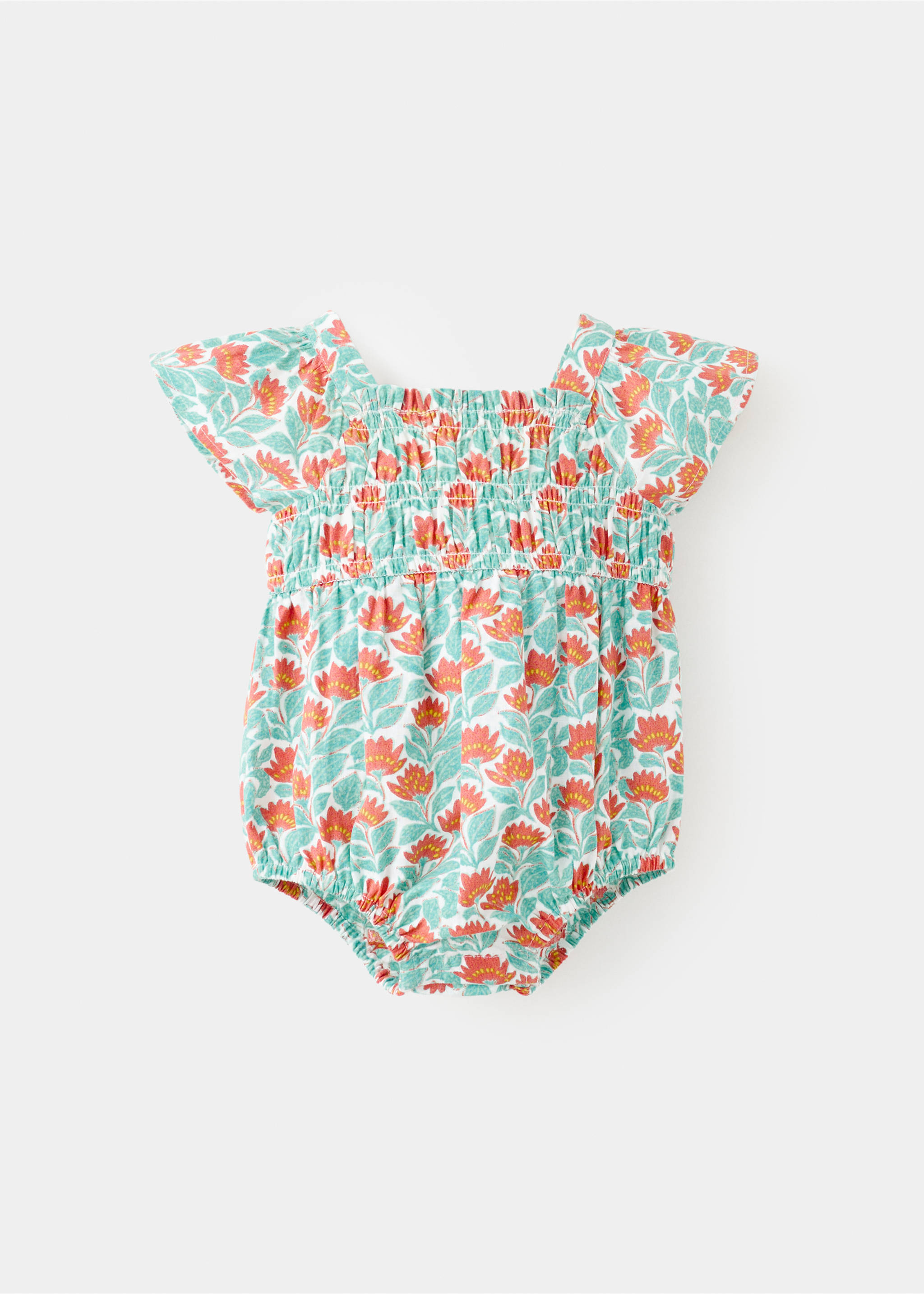 Floral-print romper suit - Article without model, Off White. Ref: 37091407-00.