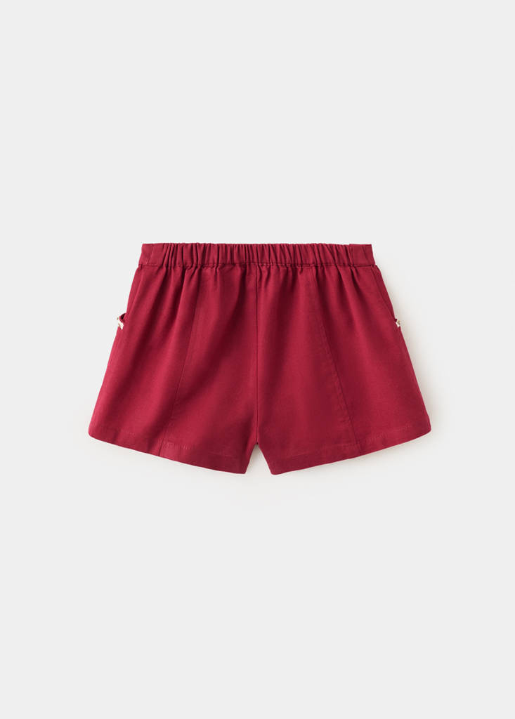 Short linen cotton beaded — Maroon
