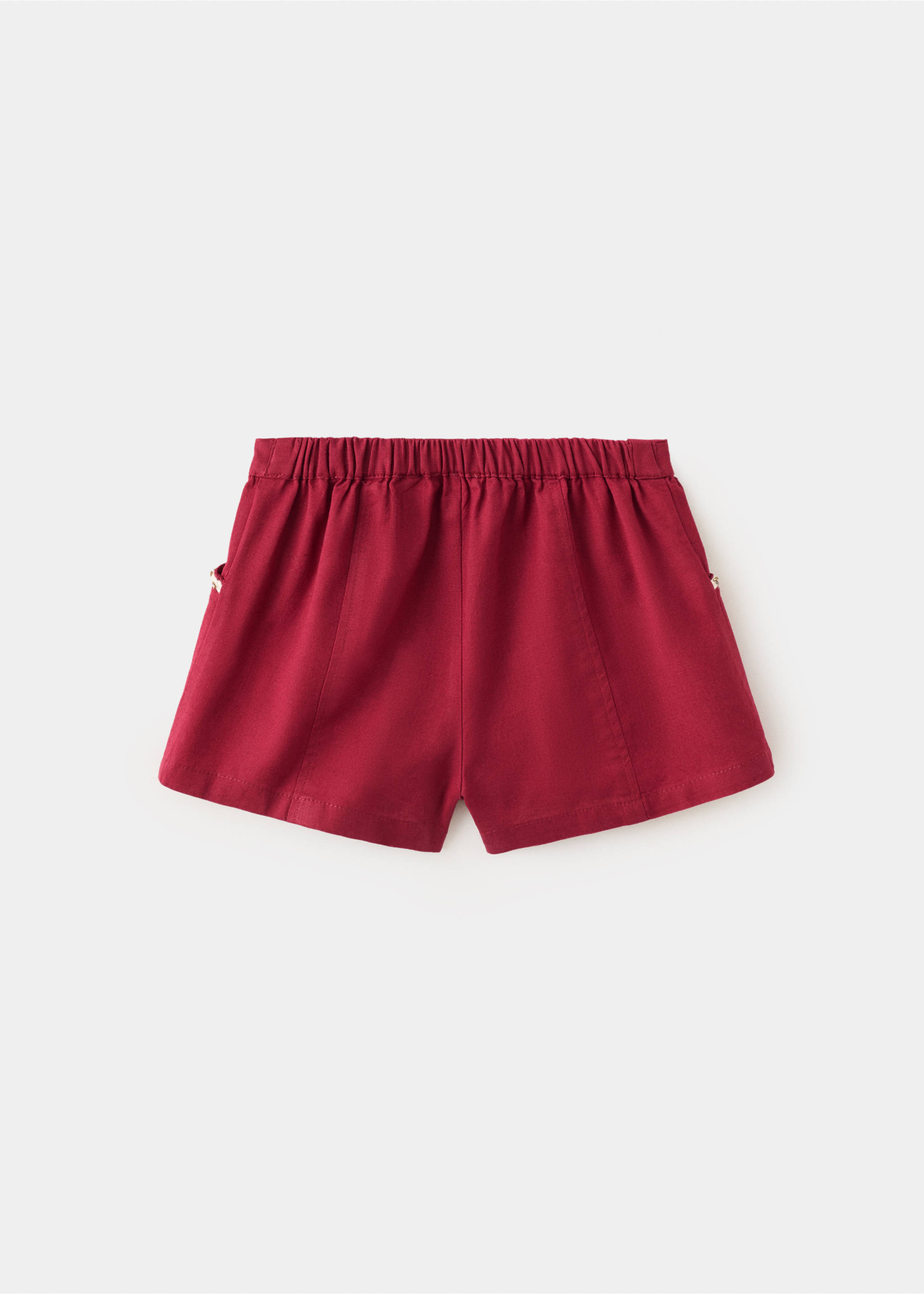Short linen cotton beaded - Reverse of the article, Maroon. Ref: 37091408-00.