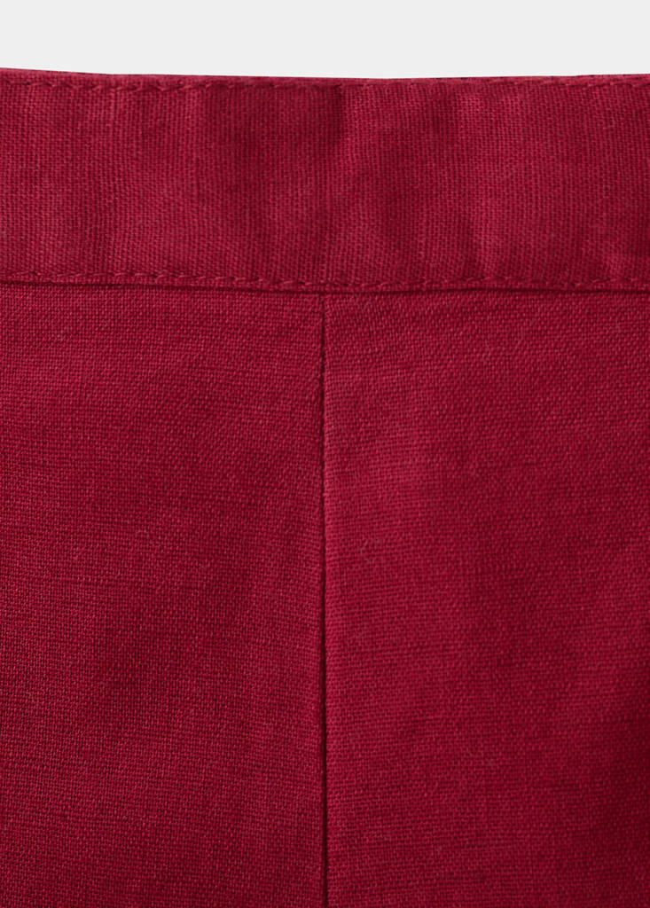 Short linen cotton beaded — Maroon