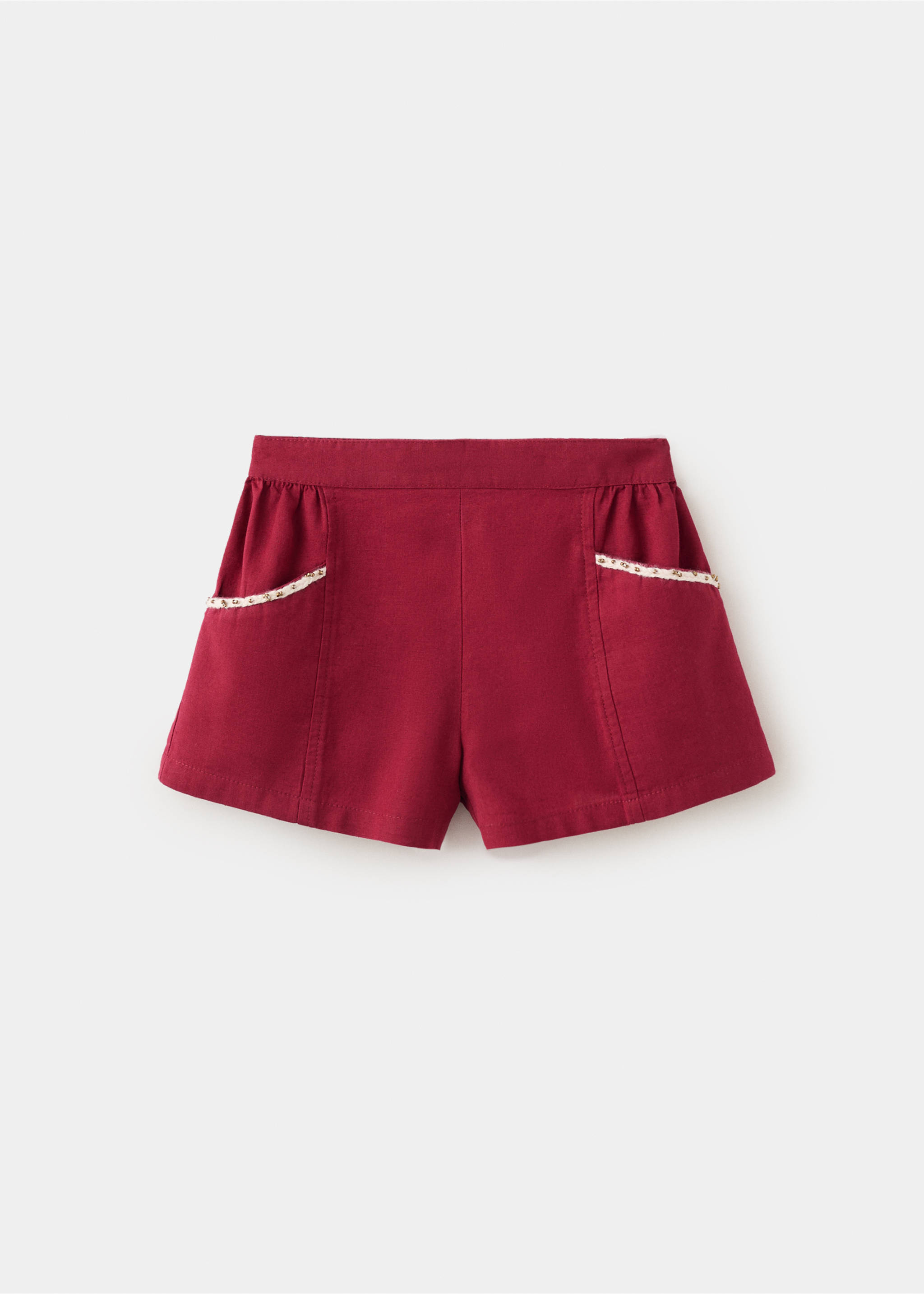 Short linen cotton beaded - Article without model, Maroon. Ref: 37091408-00.