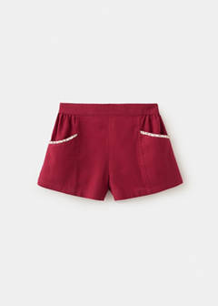 Short linen cotton beaded — Maroon 2