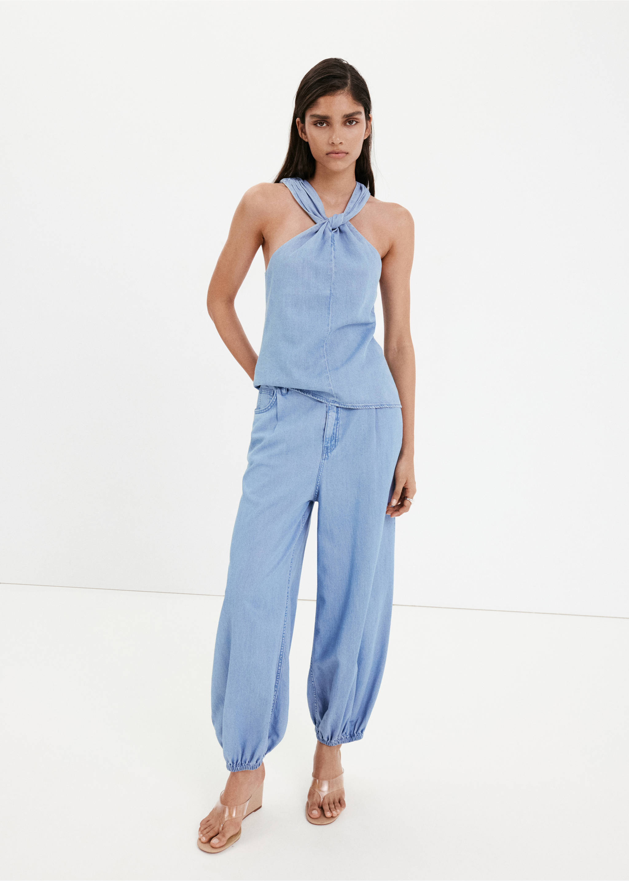 High-waisted baggy jeans - General plane, Light Blue. Ref: 37091409-00.