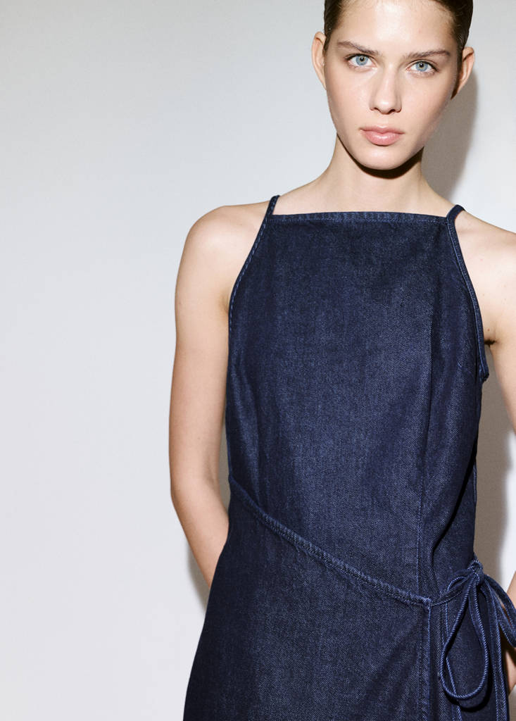Strappy dress with tie detail — Open Blue