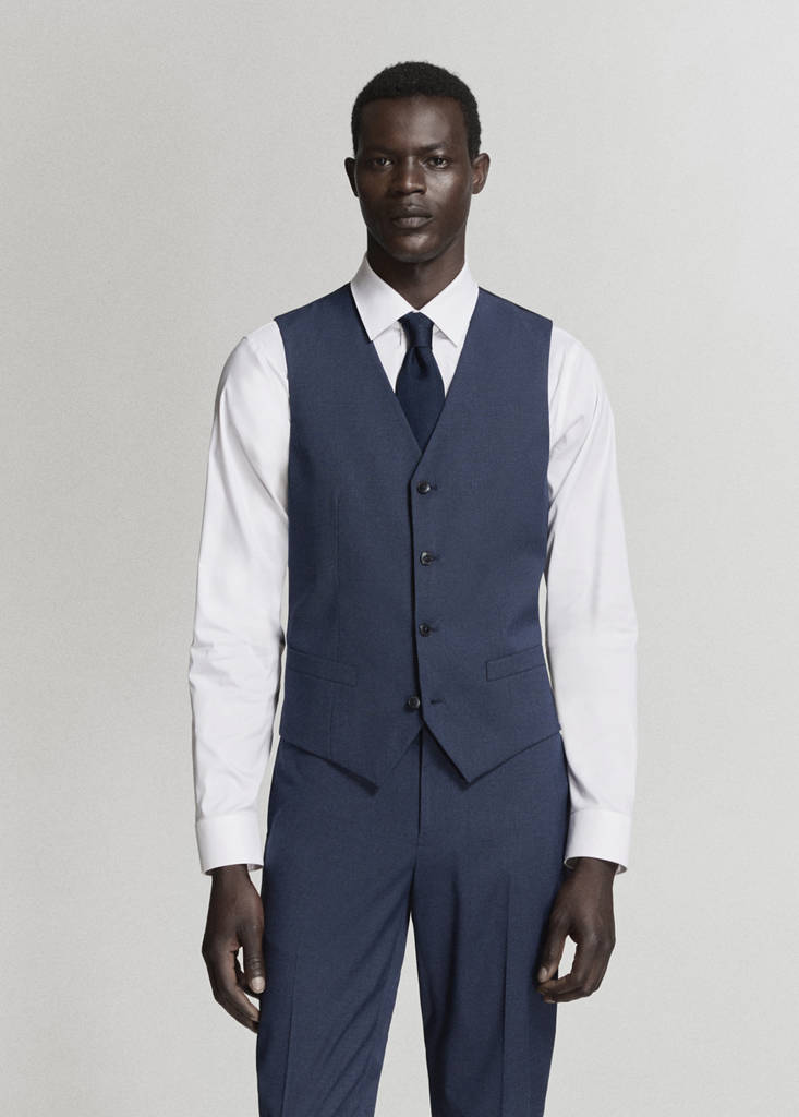 Paris slim fit suit gilet — Ink Blue