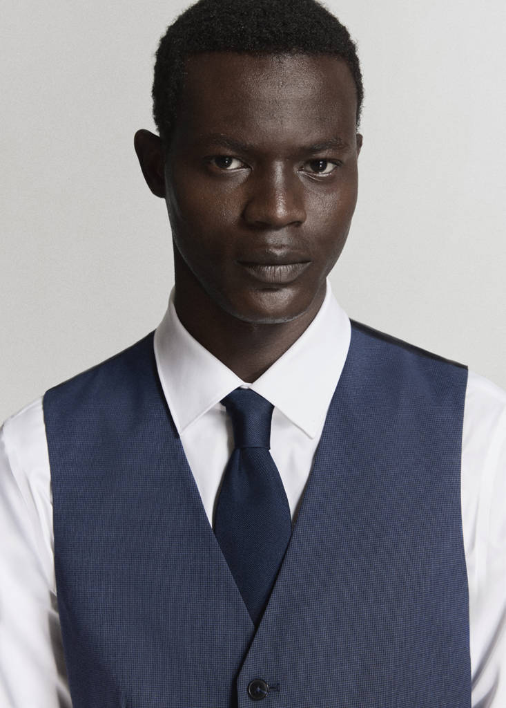 Paris slim fit suit gilet — Ink Blue