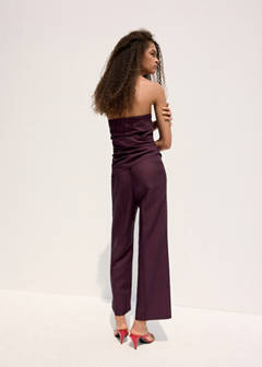 Linen bandeau jumpsuit — Wine 3