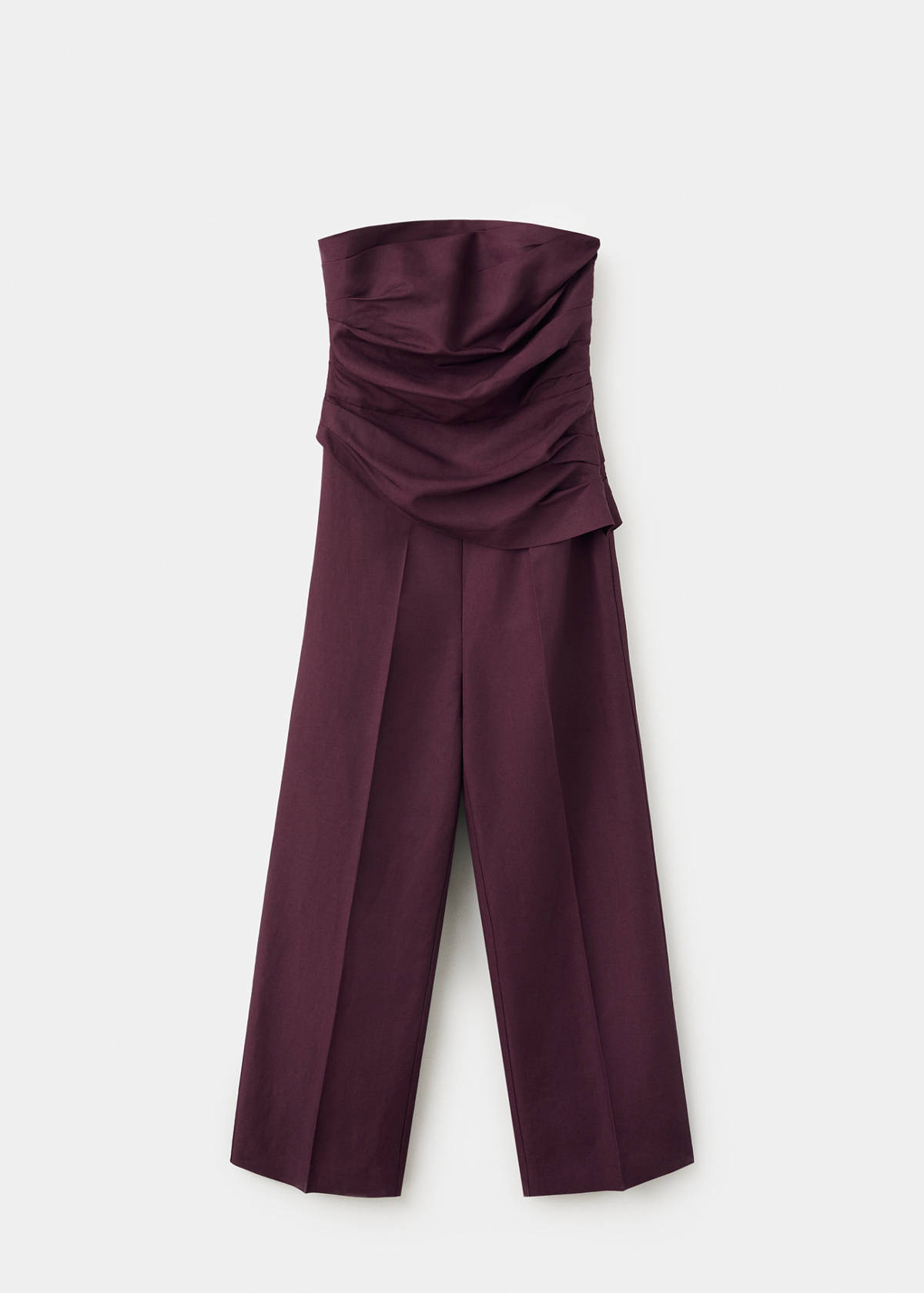 Linen bandeau jumpsuit — Wine