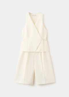 Linen blend cross-over jumpsuit — Ecru 4