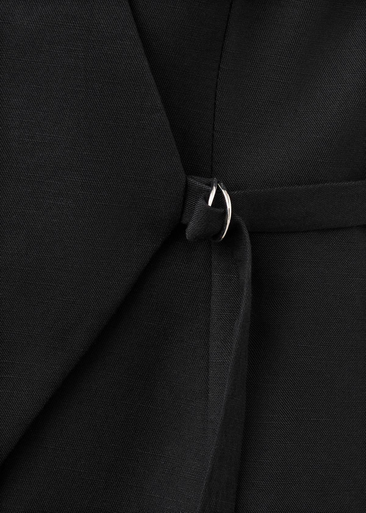 Linen blend cross-over jumpsuit — Black