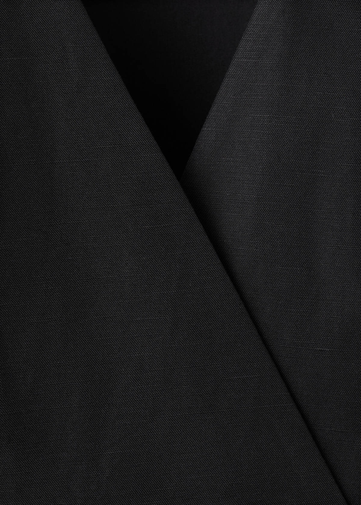 Linen blend cross-over jumpsuit — Black