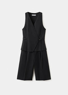 Linen blend cross-over jumpsuit — Black 5