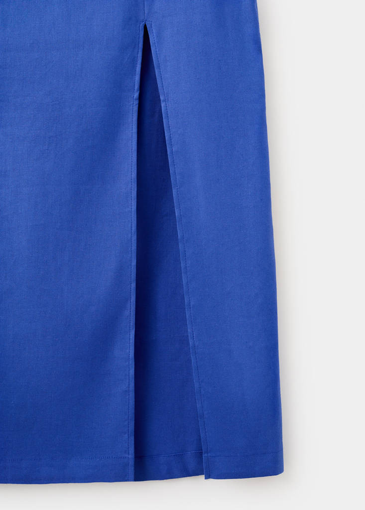 Midi skirt in a linen-cotton blend — Blue