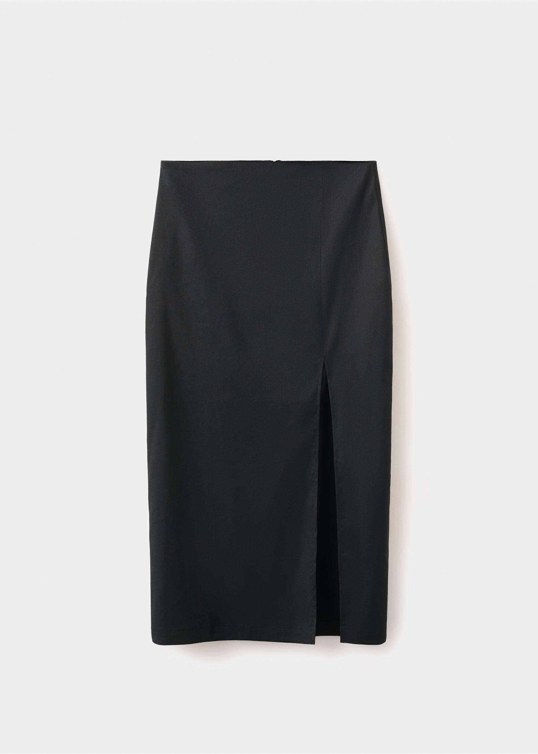 Jupe midi en mélange de lin et coton - Article sans modèle, Noir. Ref: 37091415-00.