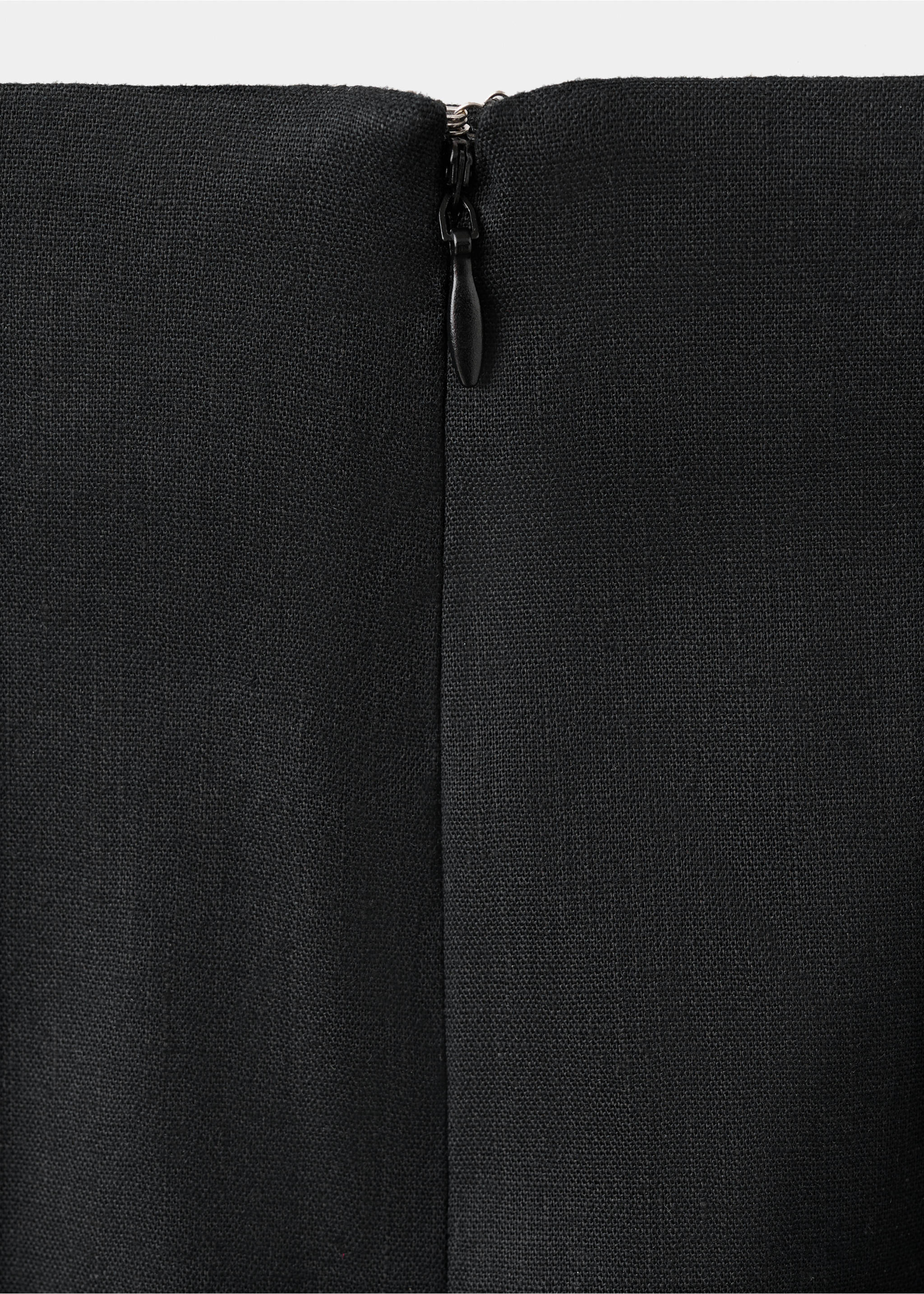 Jupe midi en mélange de lin et coton - Détail de l'article 8, Noir. Ref: 37091415-00.