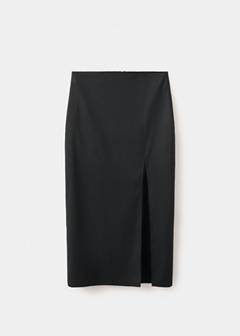 Midi skirt in a linen-cotton blend — Black 6
