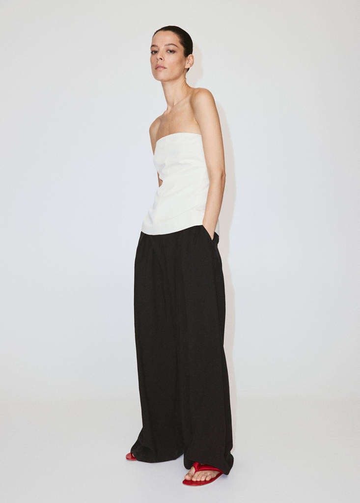 Linen strapless top — Off White