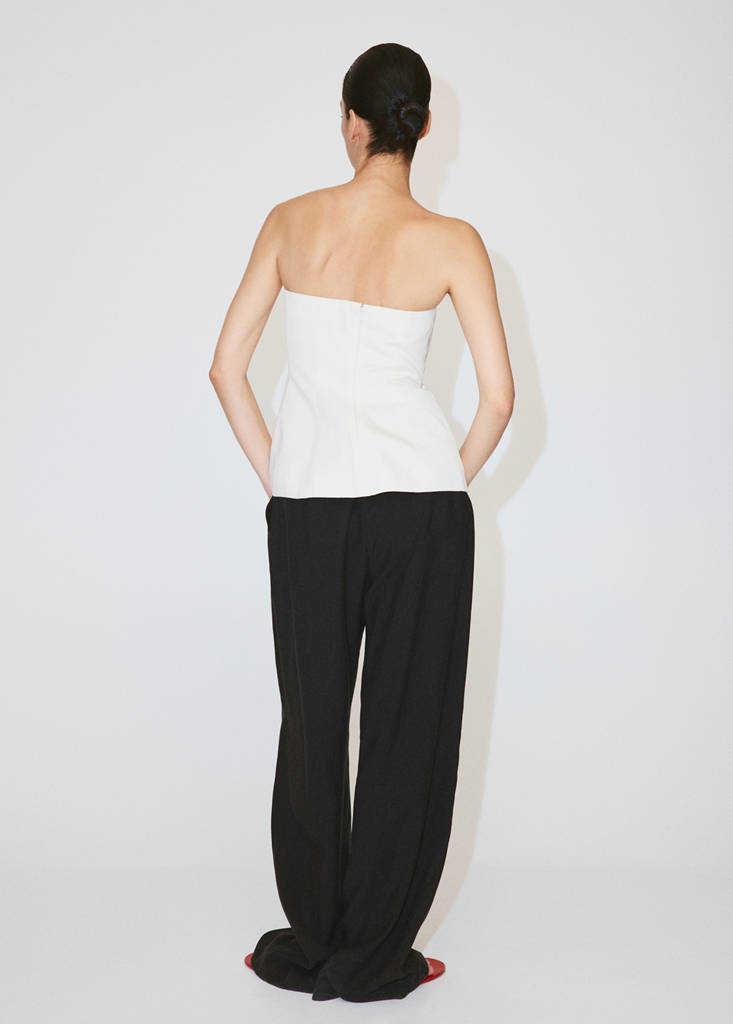 Linen strapless top — Off White
