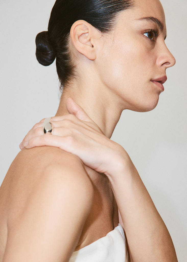 Linen strapless top — Off White