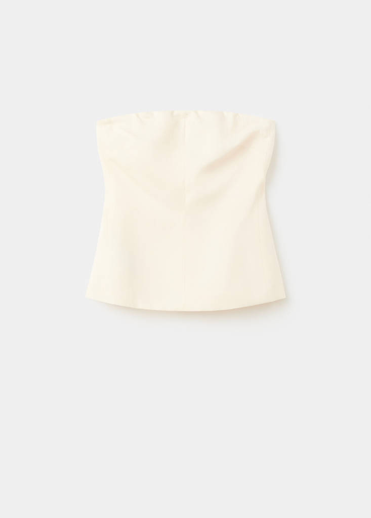 Linen strapless top — Off White