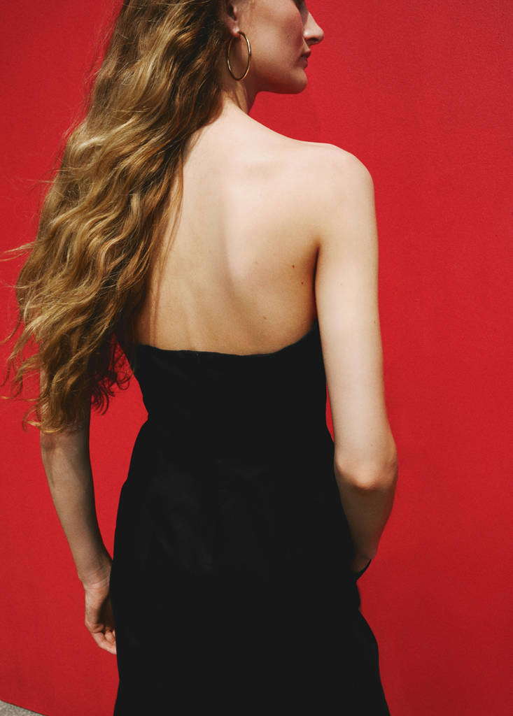 Linen strapless top — Black