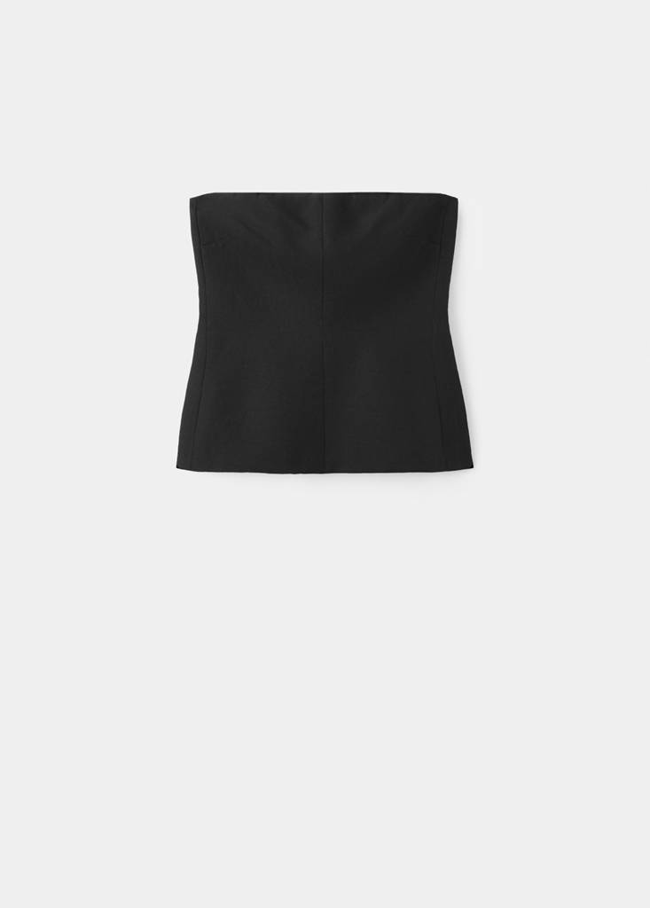 Linen strapless top — Black